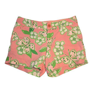 Lilly Pulitzer The Callahan Shorts Womens 0 Pink/Green Butterfly Floral Print